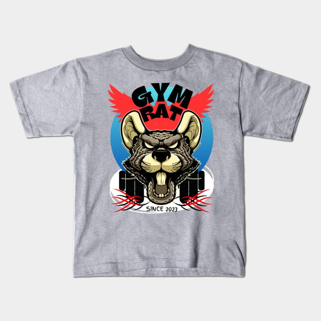 Gym Rat design for newcomers  in 2023 Kids T-Shirt by Shean Fritts 